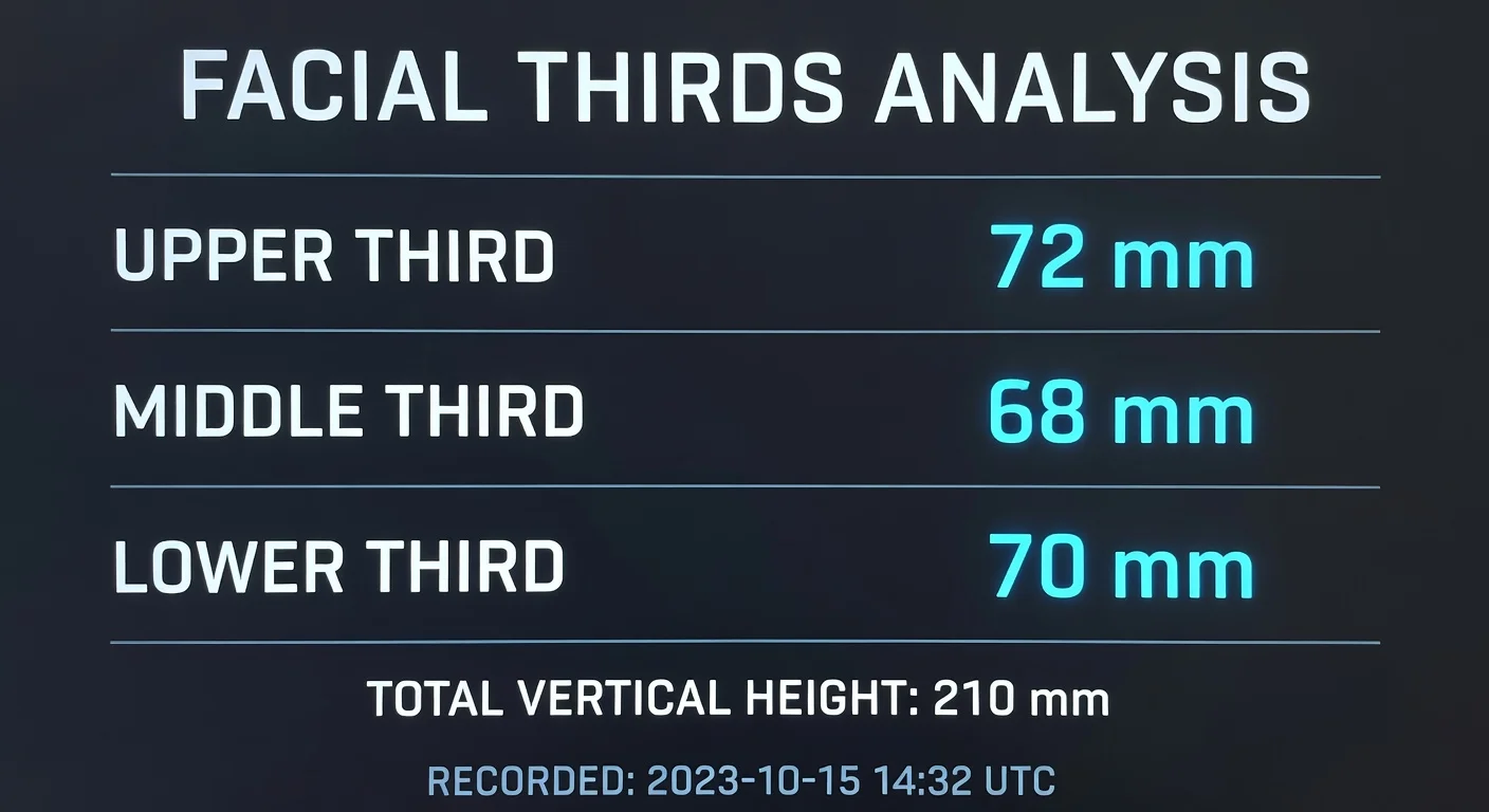 Detailed AI face analysis metrics from a how attractive am i calculator.