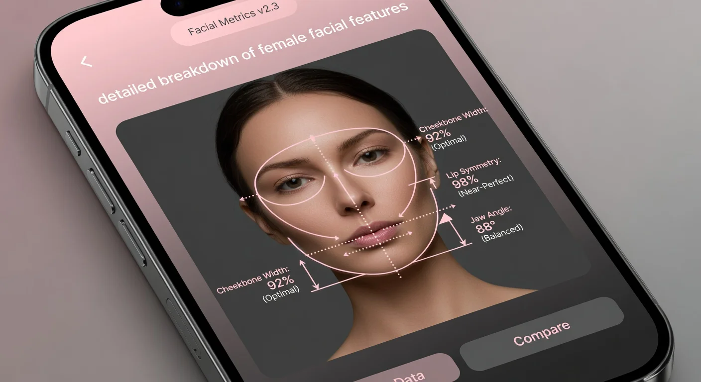 The user interface of a modern female attractiveness level test app.