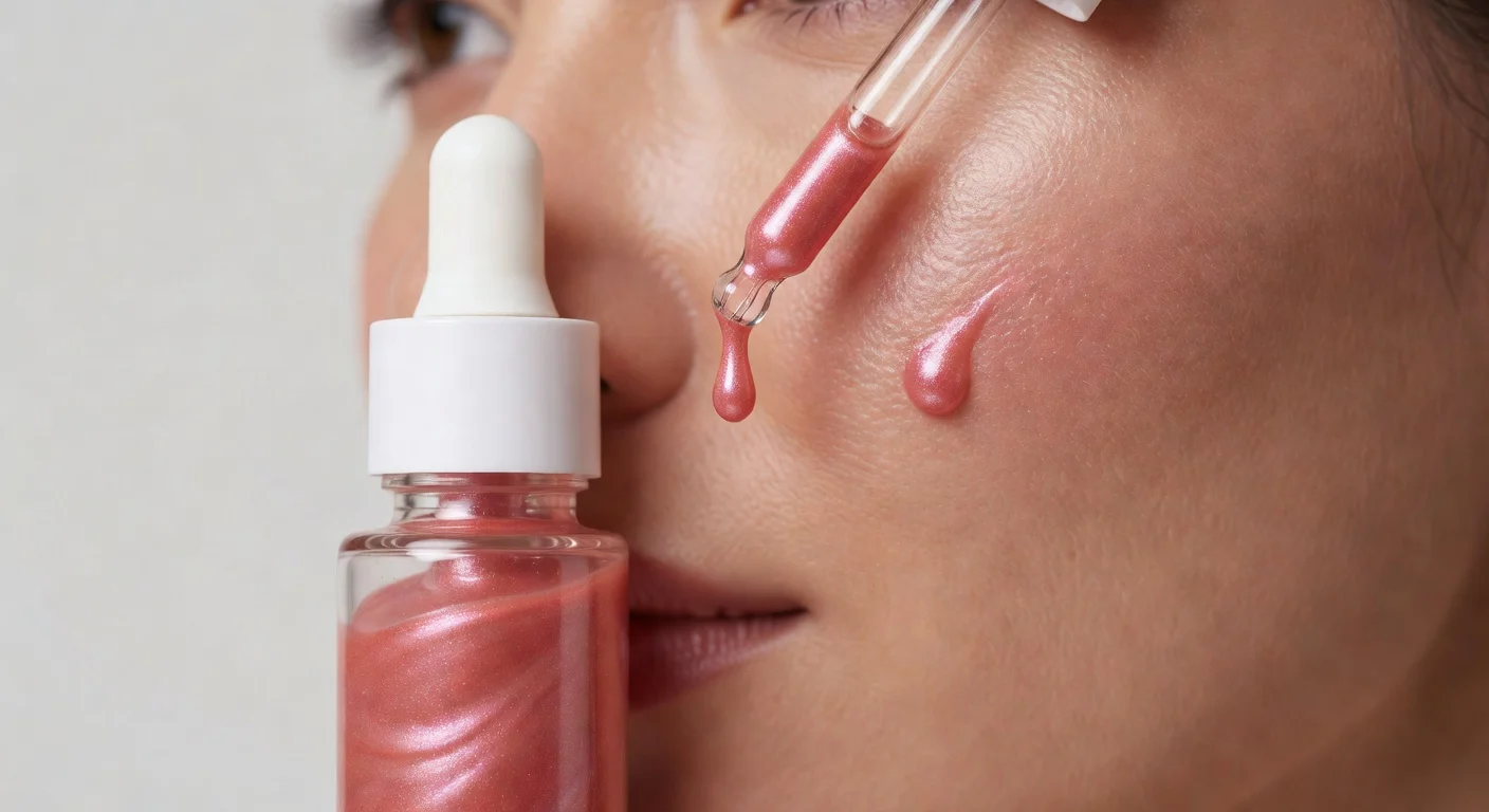 Applying liquid blush for a lifted face effect.