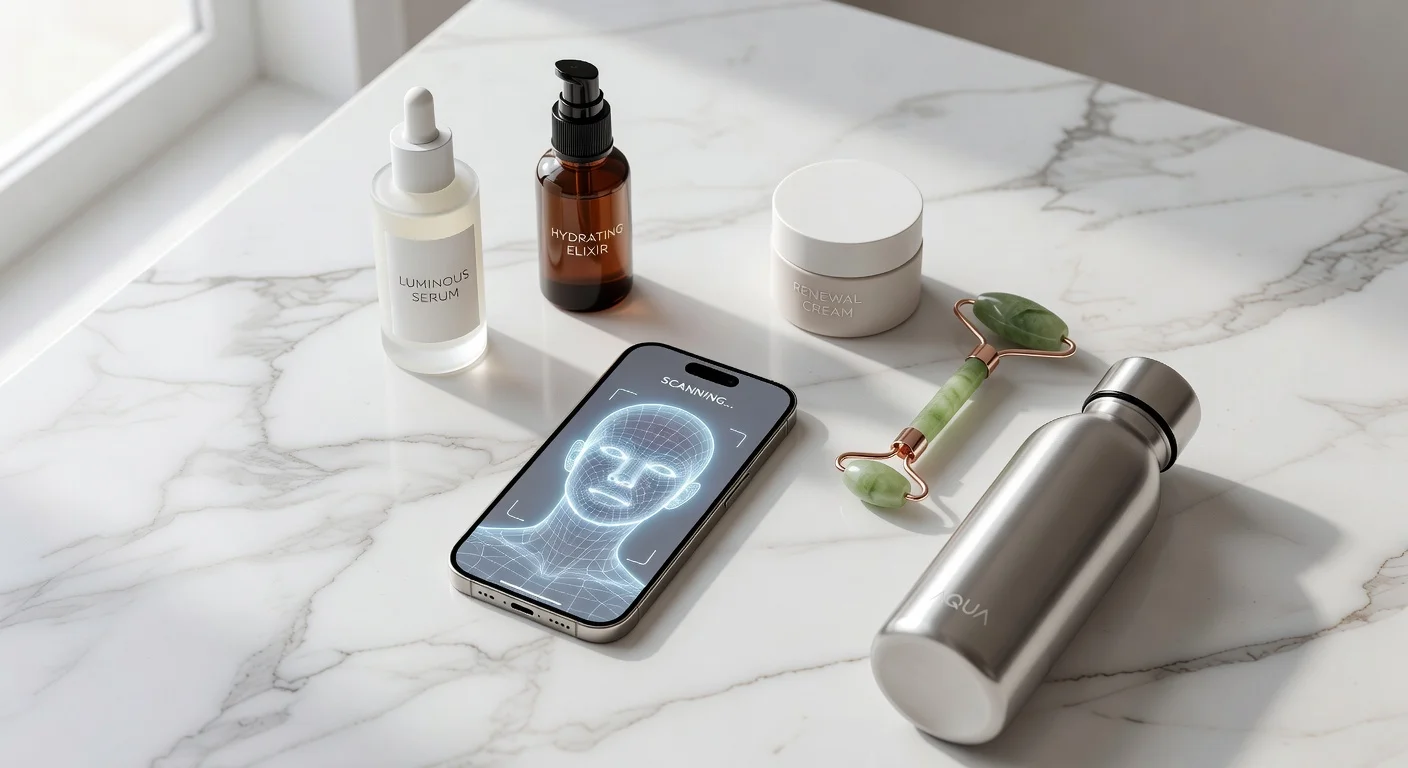 Using a mobile app to analyze facial symmetry and attractiveness scores.