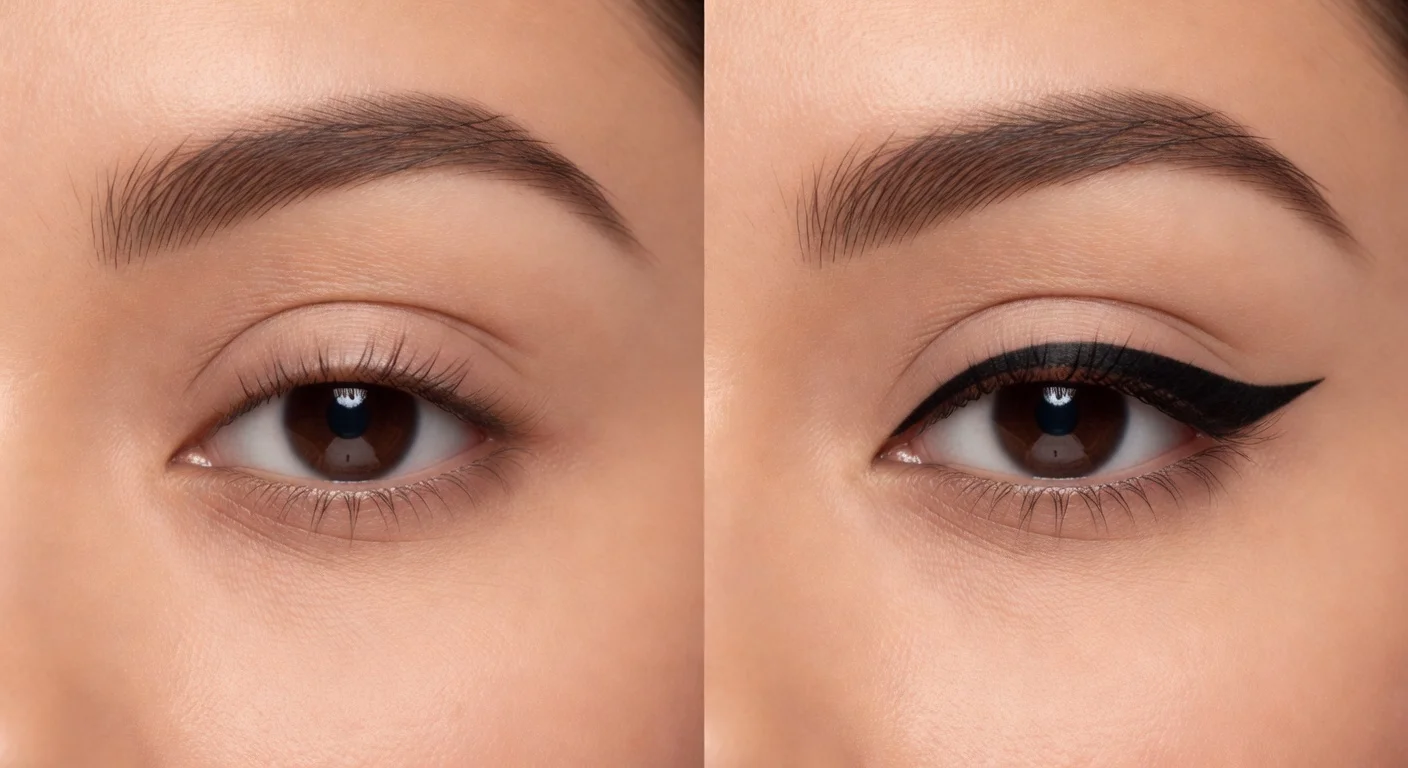 Macro beauty photography showing how eyeliner can fix eye asymmetry.