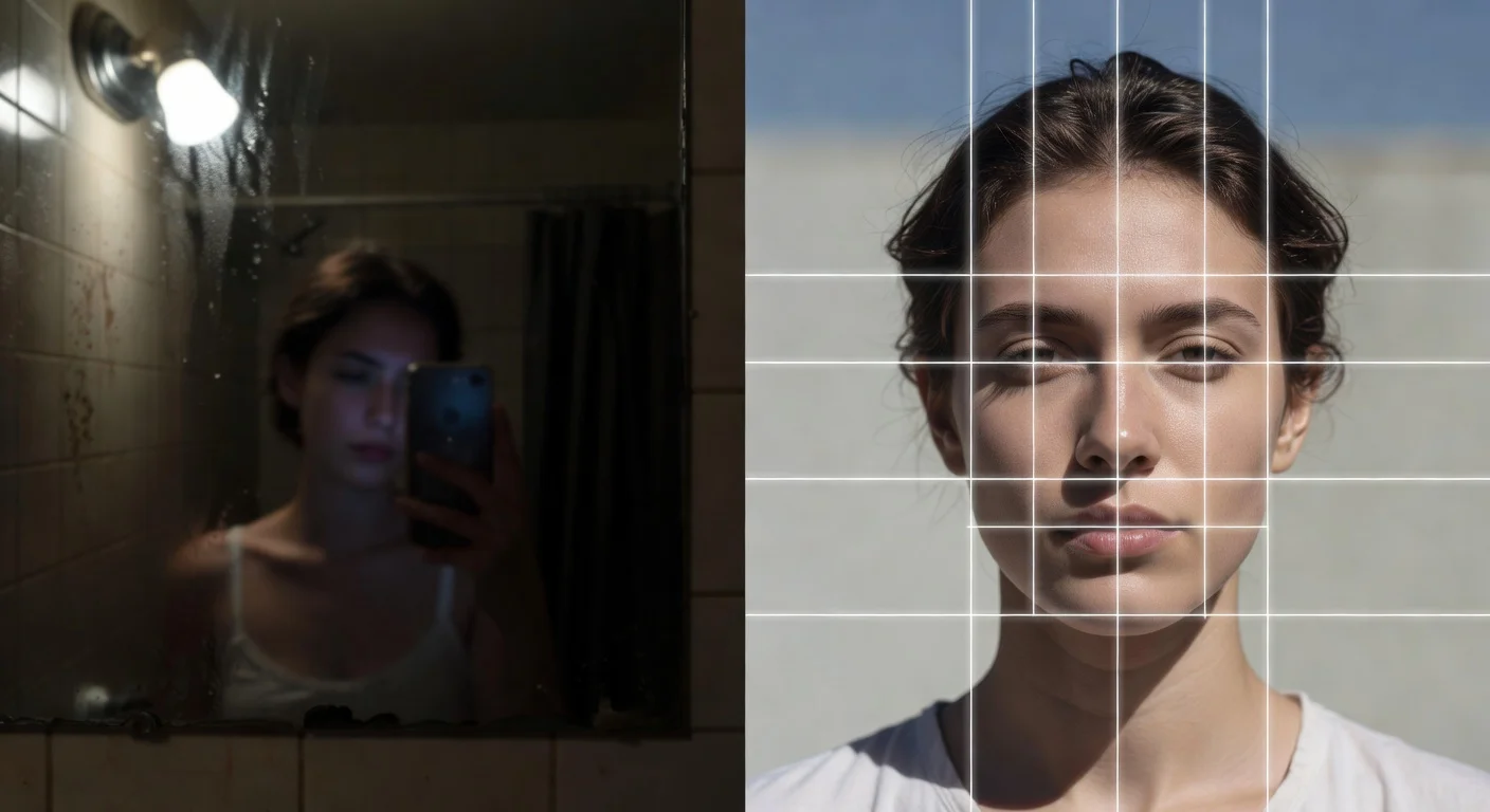 Side-by-side comparison of bad versus good lighting for an AI face scan.