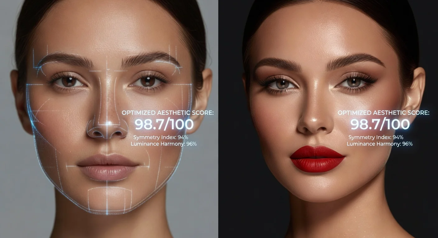 Before and after of an AI face analysis showing glow-up improvements.